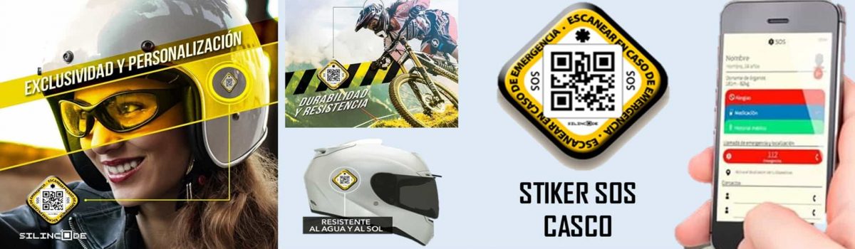 Stiker SOS Emergencia para deportes con casco motos, quad, bicicletas y patines